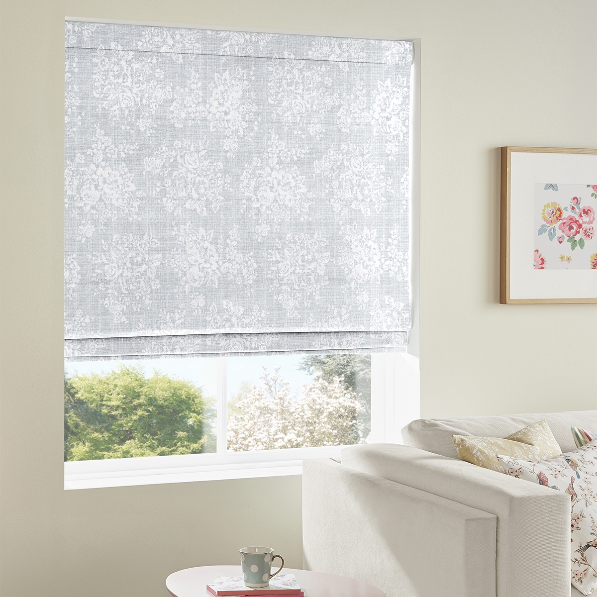 Product photograph of Cath Kidston Washed Rose Grey Roman Blind from Choice Furniture Superstore.